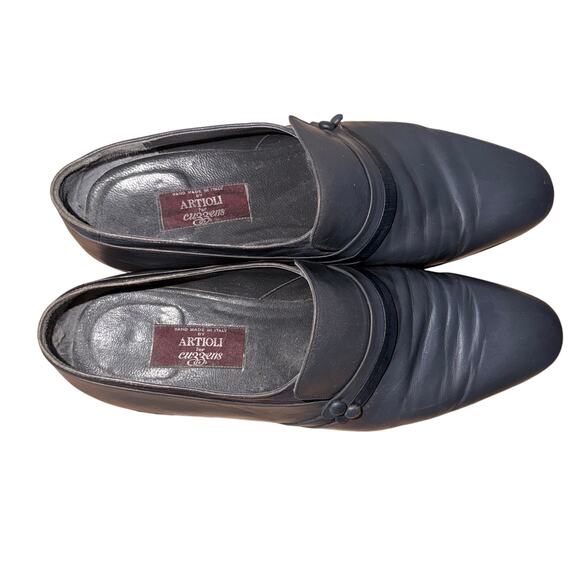 Handmade Italy made artioli gray leather mens dress loafers menswear 9.5 academi
